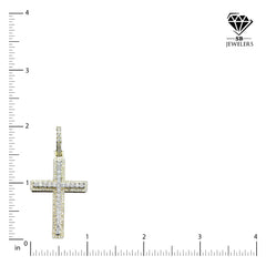 10k Yellow Gold 0.9CTW Natural 2 Layer Round Diamond Cross Pendant 3.6g Charm
