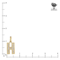 10k Yellow Gold 0.85CT Natural Diamond H Initial Alphabet Pendant 3D 3.56g Charm