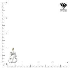 10k Yellow Gold Initial B Crown Pendant 0.21CT Pure Diamond 1.82g Alphabet Charm