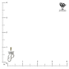 10k Yellow Gold Initial P Crown Pendant 0.16CT Pure Diamond 1.52g Alphabet Charm