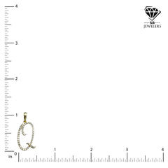 10k Yellow Gold Initial Q Pendant 0.16 CTW Natural Diamond 1.08g Alphabet Charm