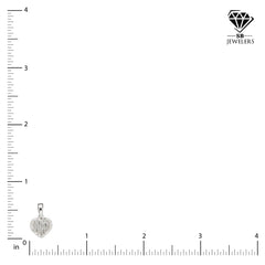 Pure 10k White Gold 0.25 CTW Natural Diamond Baguette Heart Pendant 1.4g Charm