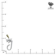 10k Yellow Gold Initial J Crown Pendant 0.15CT Pure Diamond 1.38g Alphabet Charm