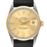 Rolex Datejust Champagne Stick Dial on Generic Leather Band Ref. 16233 1989