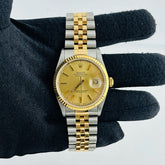 Rolex Datejust Champagne Stick Dial on D Link Jubilee Bracelet Steel Ref. 16233 Papers 1994