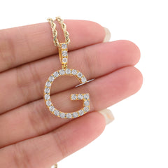 925 Silver 0.15CTW Natural Diamonds 2 Grams Initial G Letter Pendant Charm