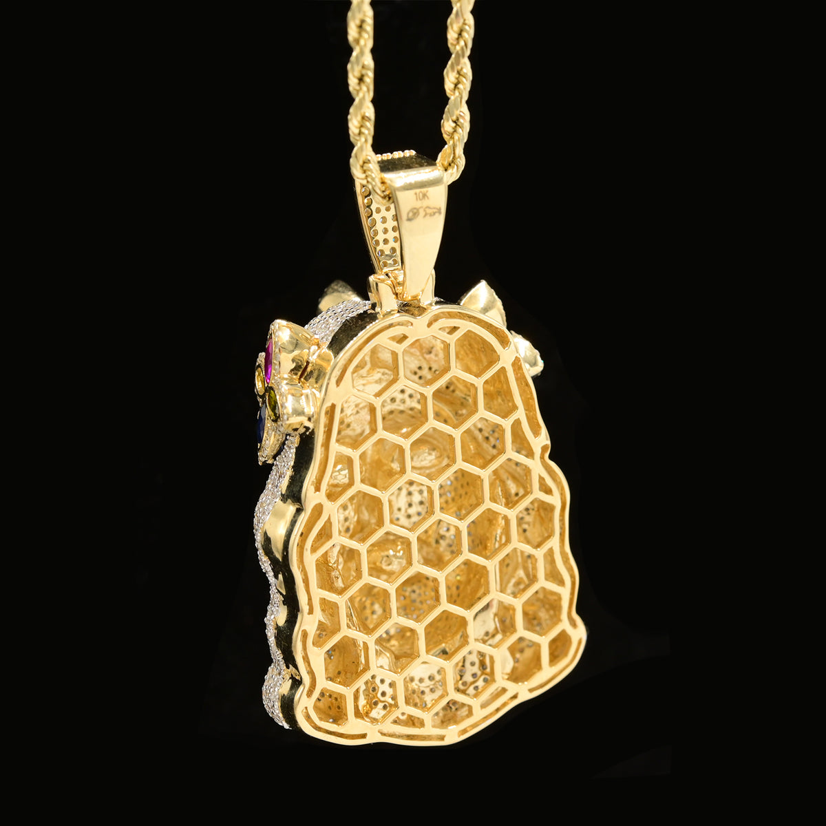 10k Yellow Gold 4.6CTW Pure Diamond Chrome Heart Jesus Head Pendant 21.7g Charm