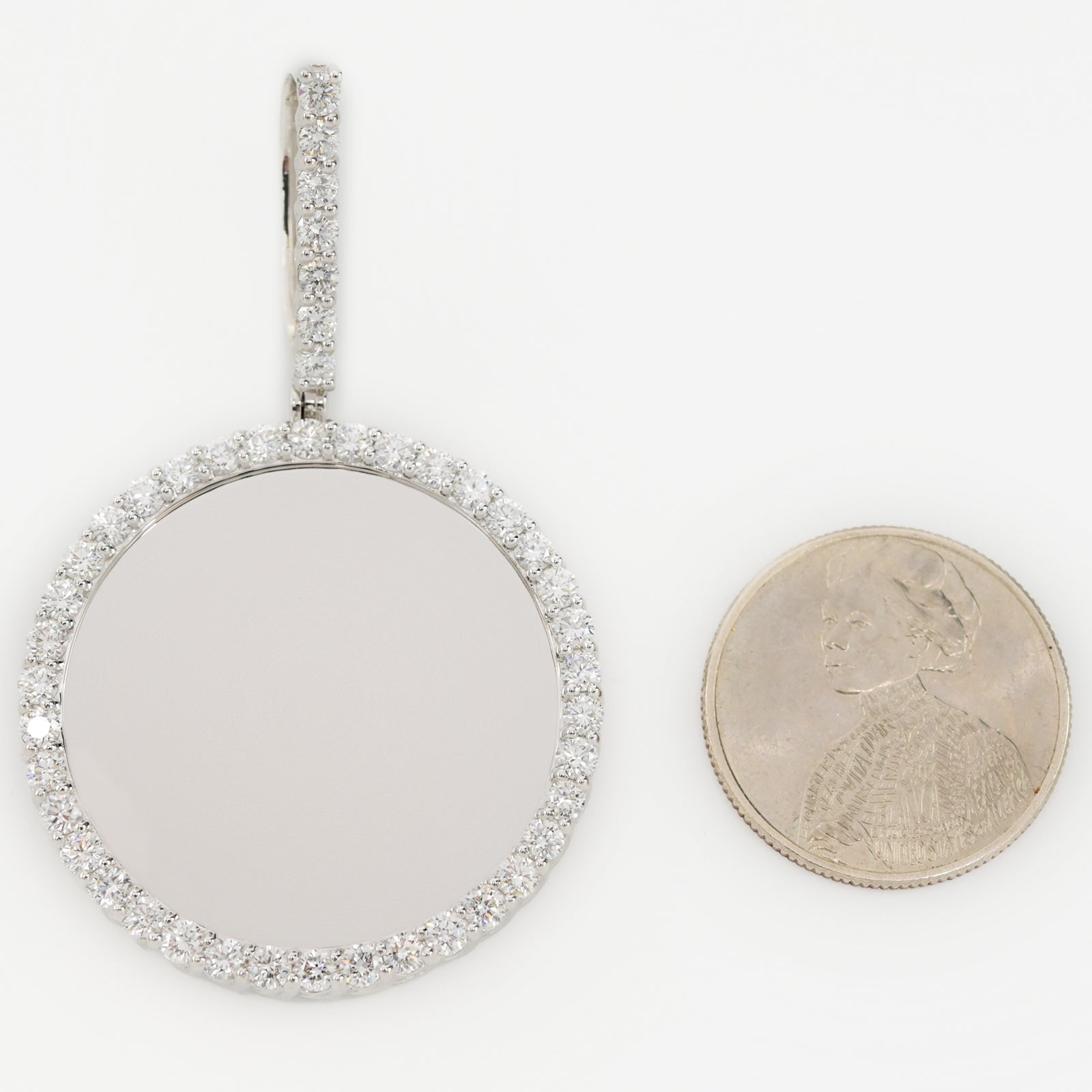 37MM 925 Silver 3.35CTW Lab Grown Diamond 11.3g Picture Charm Big Pointer