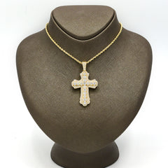 32MM 10k Yellow Gold 6.18CTW Lab Grown Diamond 13.2g Double Layer Cross Charm