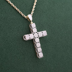 10k Yellow Gold 1CTW Natural Diamond Prong Set Cross Pendant Religious Charm 4.9g