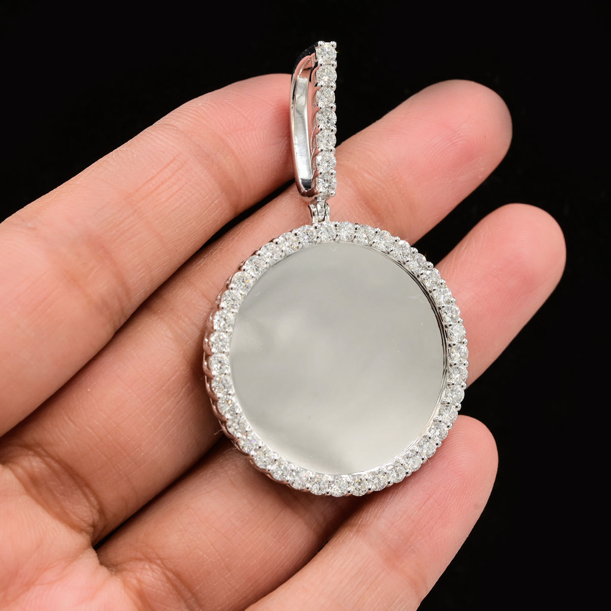 32MM 925 Silver 2.24CTW Lab Grown Diamond 8g Picture Charm Big Pointer Pendant