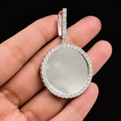 32MM 925 Silver 2.24CTW Lab Grown Diamond 8g Picture Charm Big Pointer Pendant