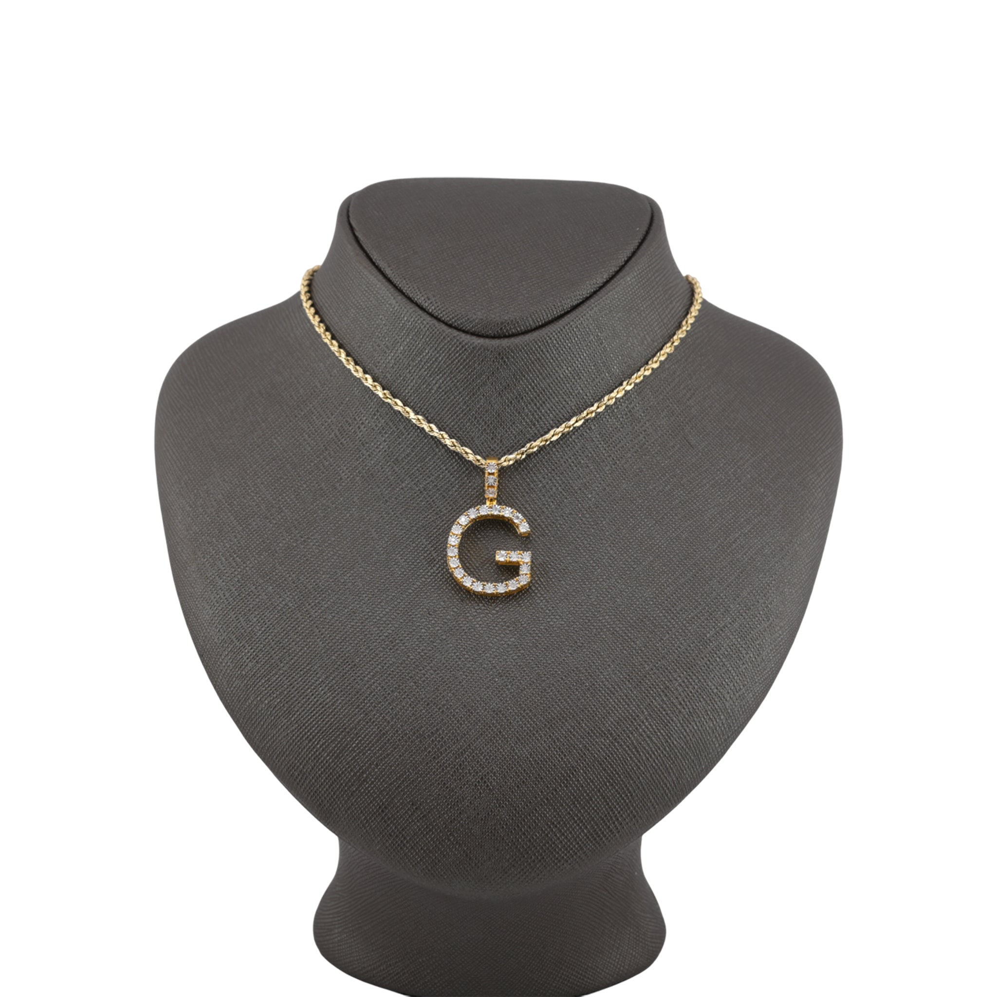925 Silver 0.15CTW Natural Diamonds 2 Grams Initial G Letter Pendant Charm