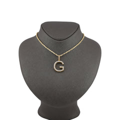 925 Silver 0.15CTW Natural Diamonds 2 Grams Initial G Letter Pendant Charm