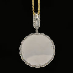 925 Silver 3.54CTW Lab Grown Diamond Picture Charm Curve Edges Pendant 11.4g