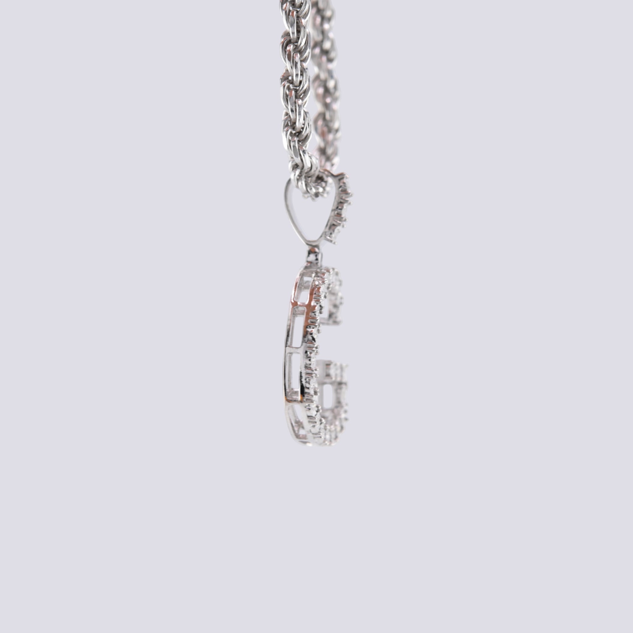 925 Silver 0.15CTW Natural Diamonds 2 Grams Initial G Letter Pendant Charm