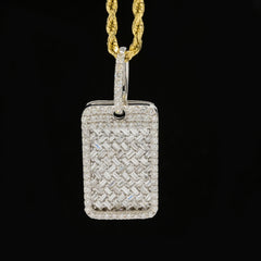 15MM 10k Yellow Gold 2CTW Lab Grown Baguette Diamond 4.9g Dog Tag Mens Pendant