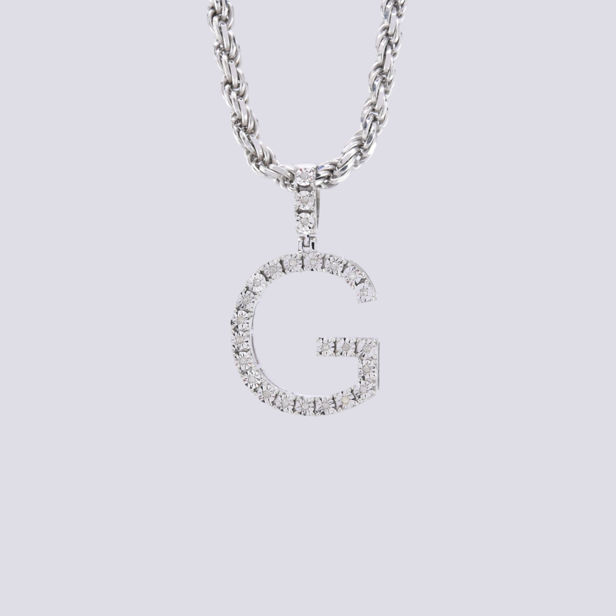 925 Silver 0.15CTW Natural Diamonds 2 Grams Initial G Letter Pendant Charm