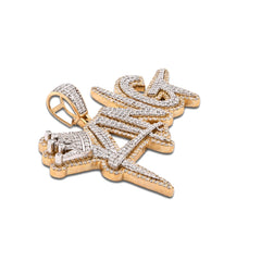 Mens 10k Yellow Gold KING 3.5CTW Natural Diamond Charm Pendant 12.6gms