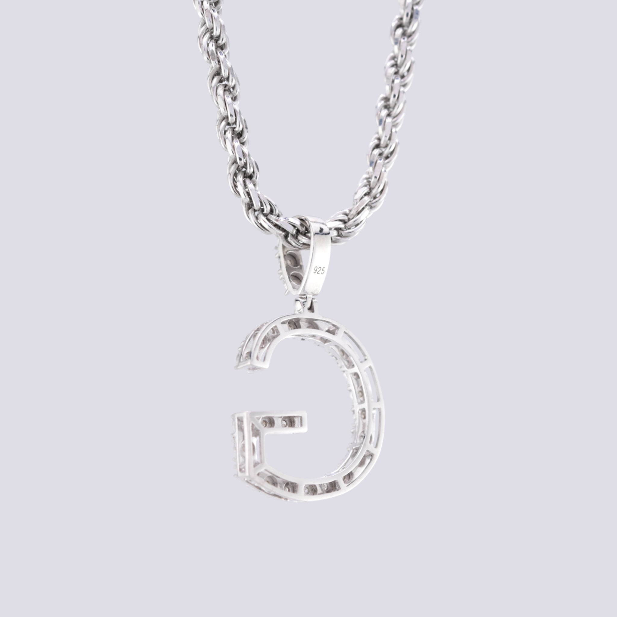 925 Silver 0.15CTW Natural Diamonds 2 Grams Initial G Letter Pendant Charm