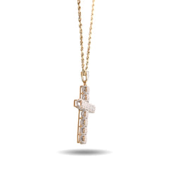 10k Yellow Gold 1CTW Natural Diamond Prong Set Cross Pendant Religious Charm 4.9g