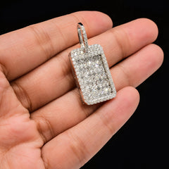 15MM 10k Yellow Gold 2CTW Lab Grown Baguette Diamond 4.9g Dog Tag Mens Pendant