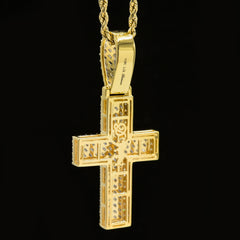 20MM 10k Yellow Gold 1.5CTW Lab Grown Baguette Diamond 6.5g 2 Layer Cross Charm