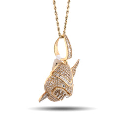 Mens Shark 5.5CTW Natural Diamond Baguette/Round Pendant 10k Yellow Gold Charm 17.9gm