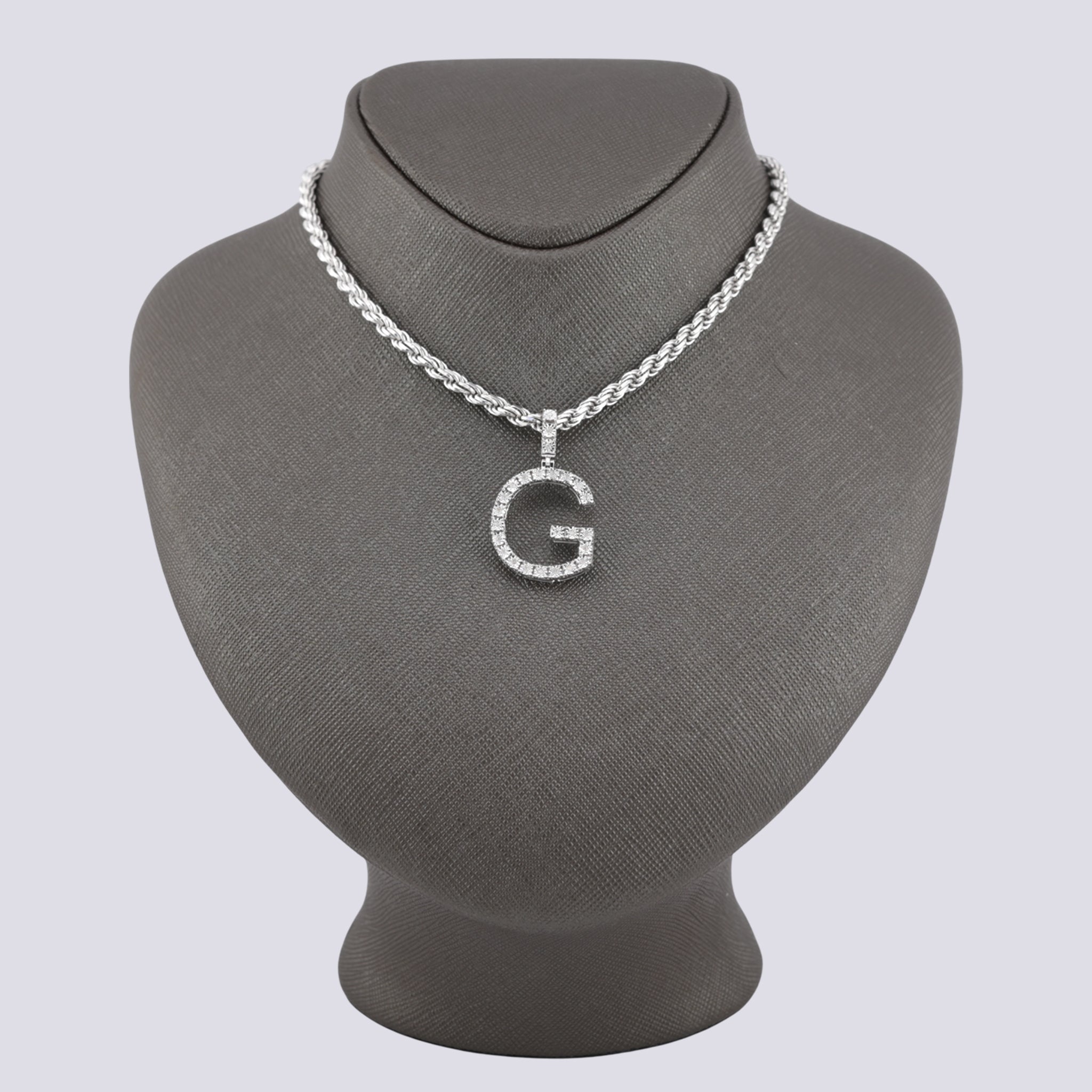 925 Silver 0.15CTW Natural Diamonds 2 Grams Initial G Letter Pendant Charm