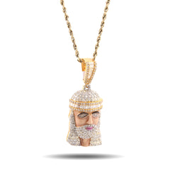 Mens Jesus 3.75 CTW Natural Diamond 10k Gold Pendant Baguette/Round Charm 13.2gms