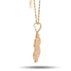 Mens Dollar Sign 3CTW Natural Diamond 10k Gold Baguette/Round Charm 10.1gm Pendant