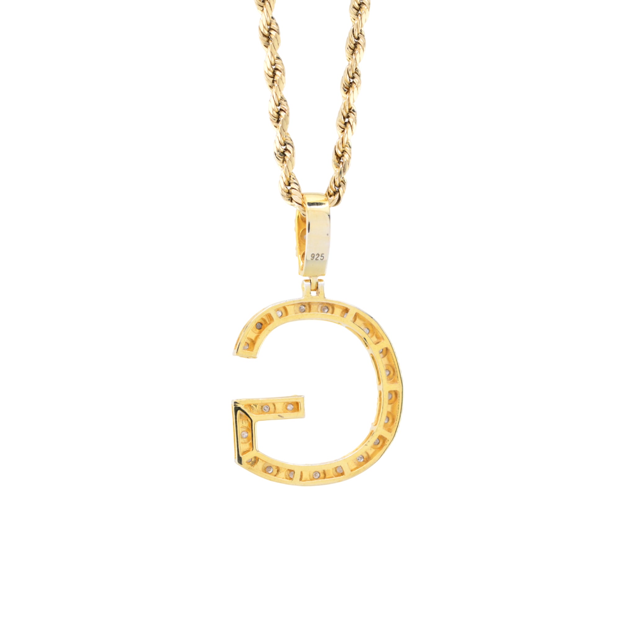 925 Silver 0.15CTW Natural Diamonds 2 Grams Initial G Letter Pendant Charm