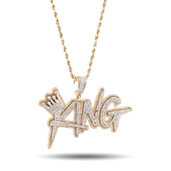 Mens 10k Yellow Gold KING 3.5CTW Natural Diamond Charm Pendant 12.6gms