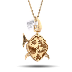 Mens Shark 5.5CTW Natural Diamond Baguette/Round Pendant 10k Yellow Gold Charm 17.9gm