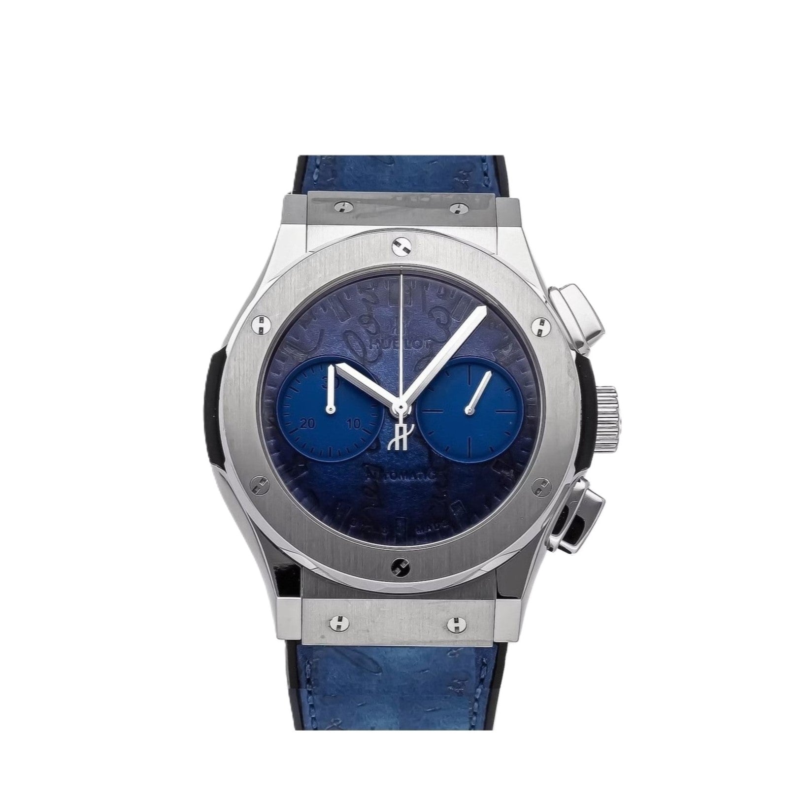 Hublot Classic Fusion 45mm Special Edition Berluti Scritto  Ocean Blue Leather Band Watch