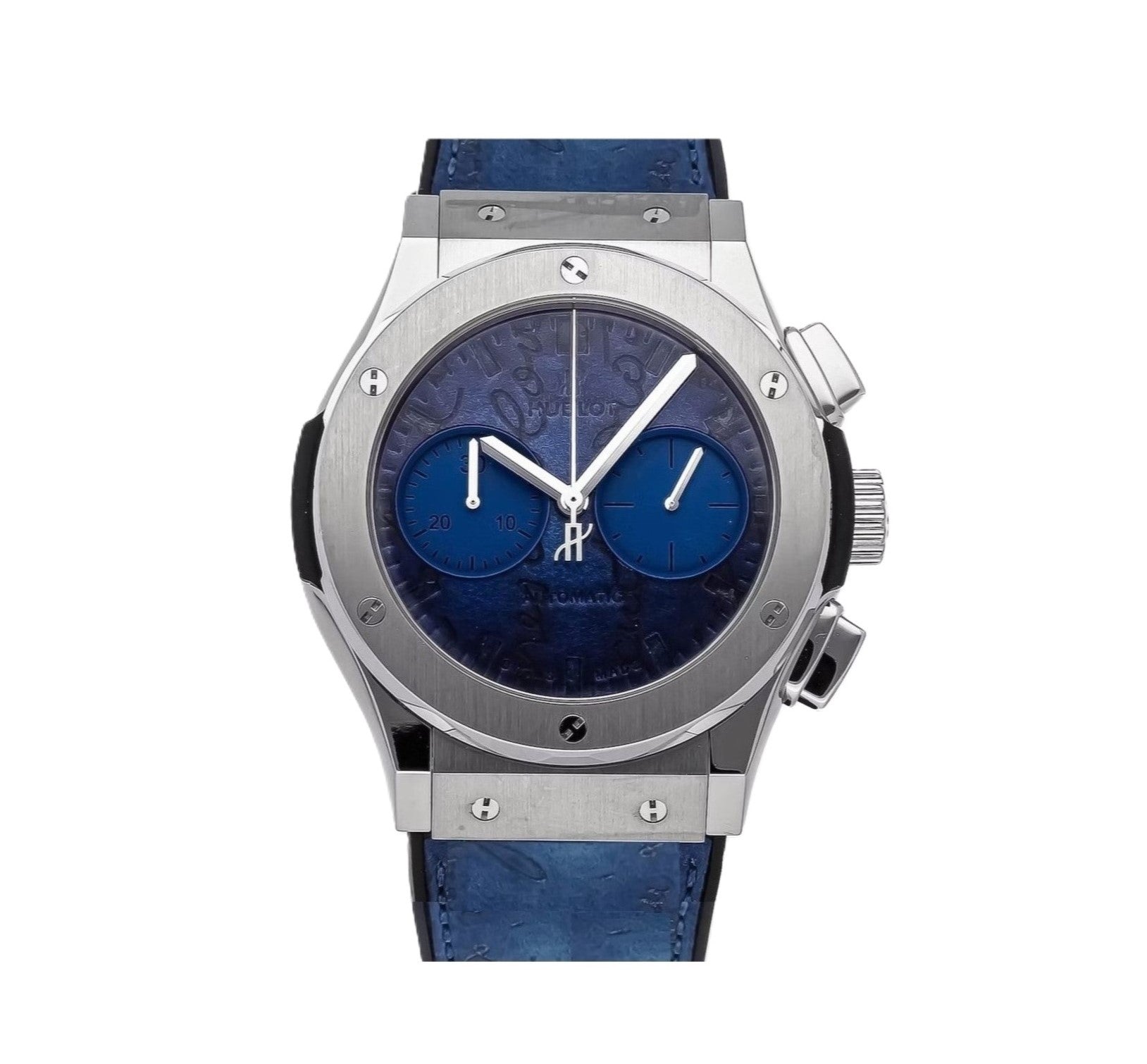 Hublot Classic Fusion 45mm Special Edition Berluti Scritto  Ocean Blue Leather Band Watch