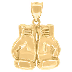10kt Yellow Gold Mens Sports Boxing Gloves Charm Pendant