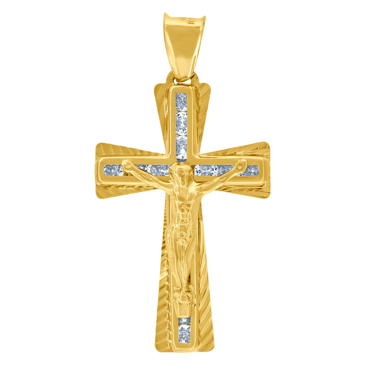 10kt Two-tone Gold Womens Cubic-Zirconia Heart Cross Religious Charm Pendant