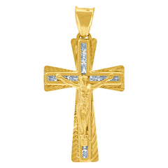 10kt Two-tone Gold Womens Cubic-Zirconia Heart Cross Religious Charm Pendant