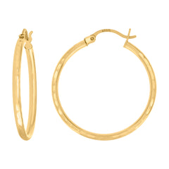 10kt Yellow Gold Womens Ultra Light Round Tube 2mm X 30mm Hinged Hoops Huggies