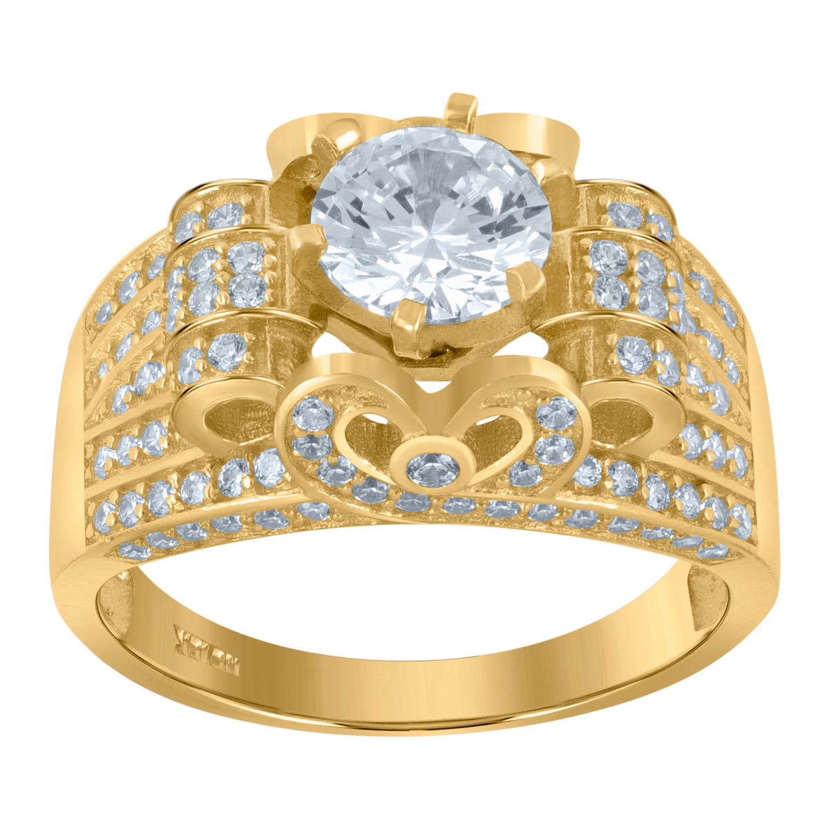 10kt Two-Tone Gold Mens Cubic Zirconia Dc Hexagon Engagement Ring