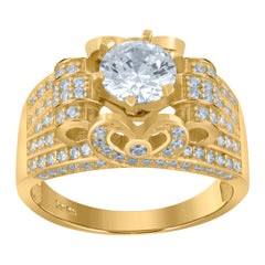 10kt Two-Tone Gold Mens Cubic Zirconia Dc Hexagon Engagement Ring
