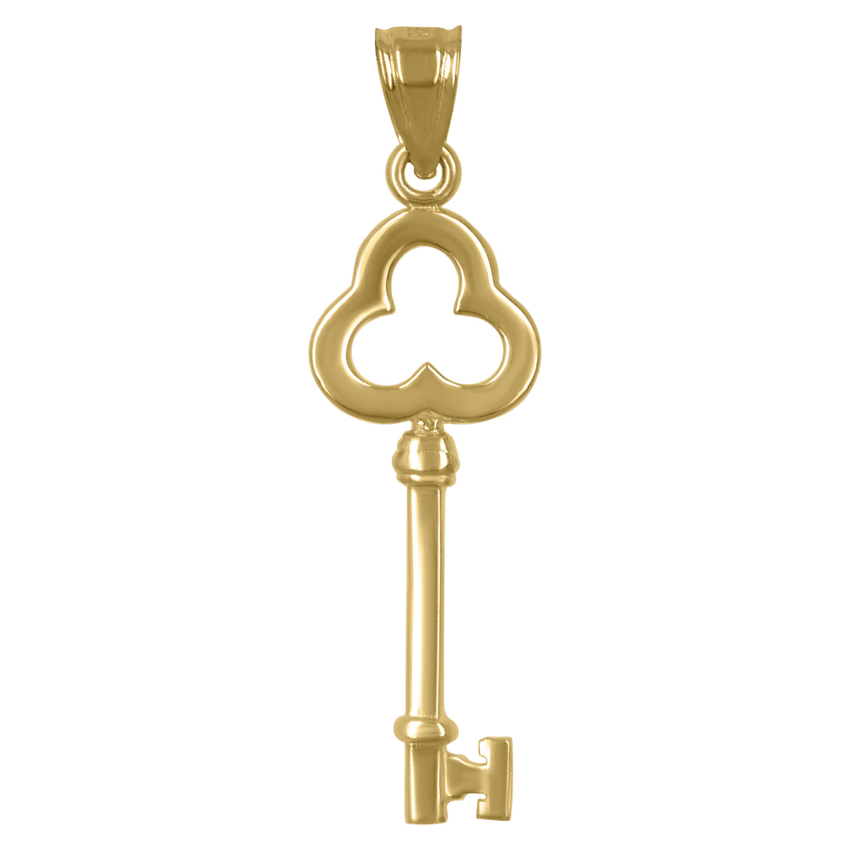 10kt Yellow Gold Womens Clover Key Charm Pendant