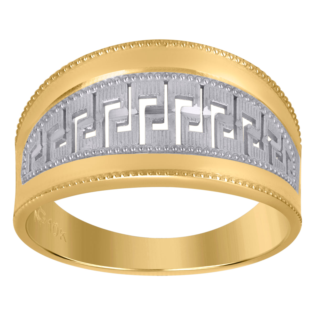 10kt Two-Tone Gold Womens Greek Key Fashion Rings