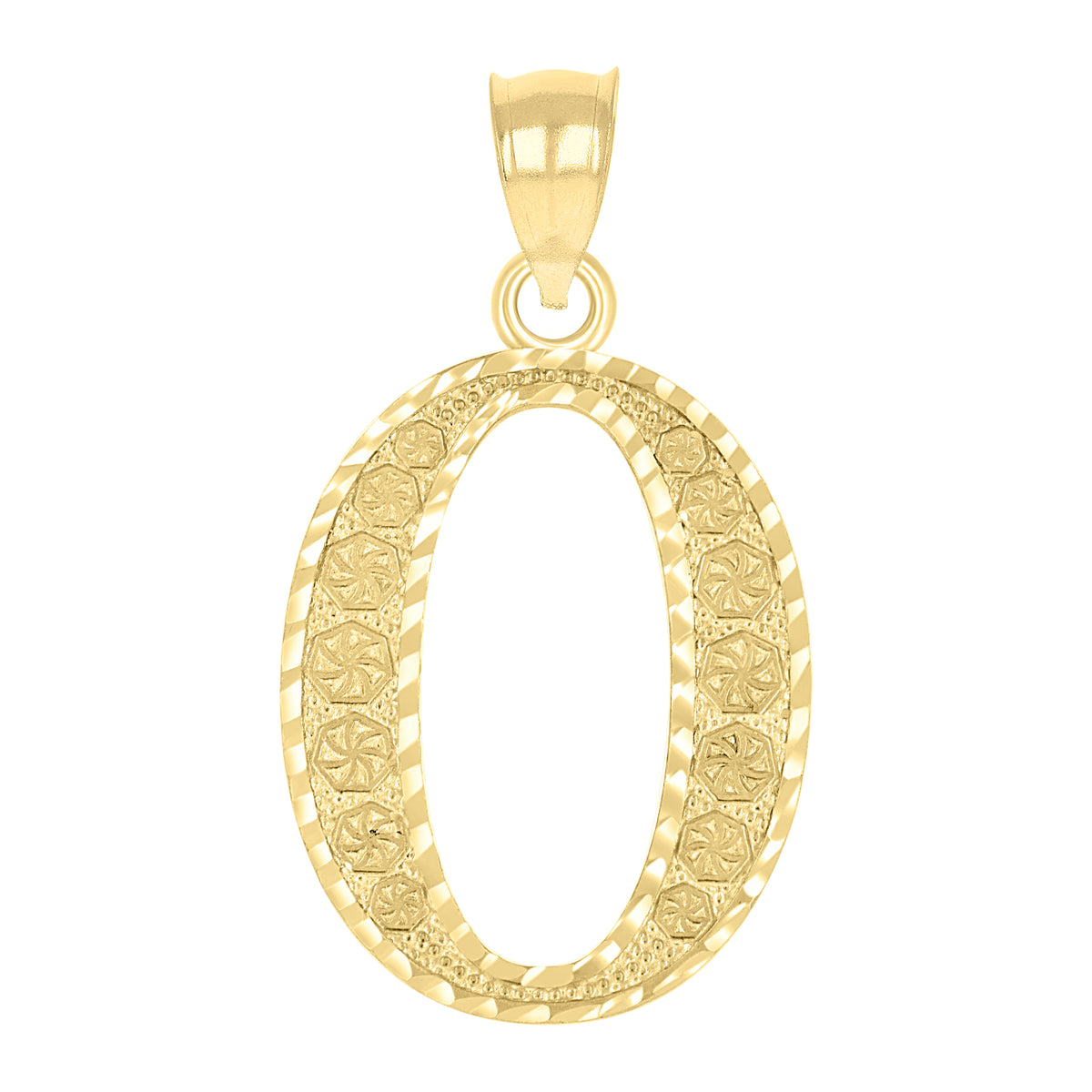 10kt Yellow Gold Unisex Diamond-Cut Initial Letter O Charm Pendant