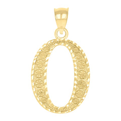 10kt Yellow Gold Unisex Diamond-Cut Initial Letter O Charm Pendant