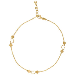 14Kt Yellow Gold Womens Polished Finish Heart Anklet