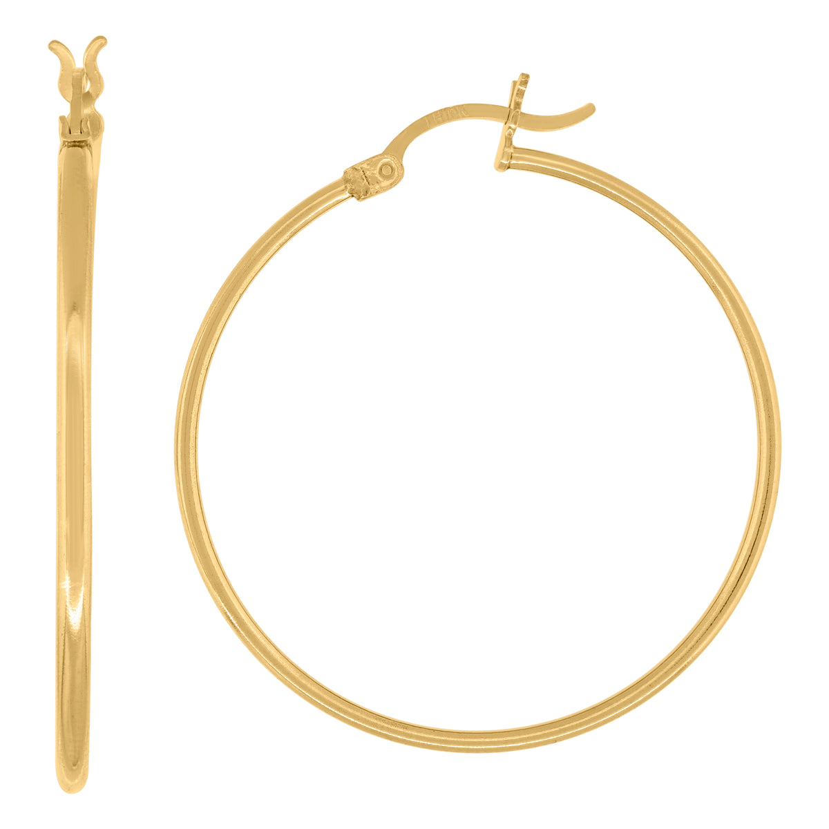 10kt Yellow Gold Womens 1.5mm X 14mm Hinged Hoops Huggies
