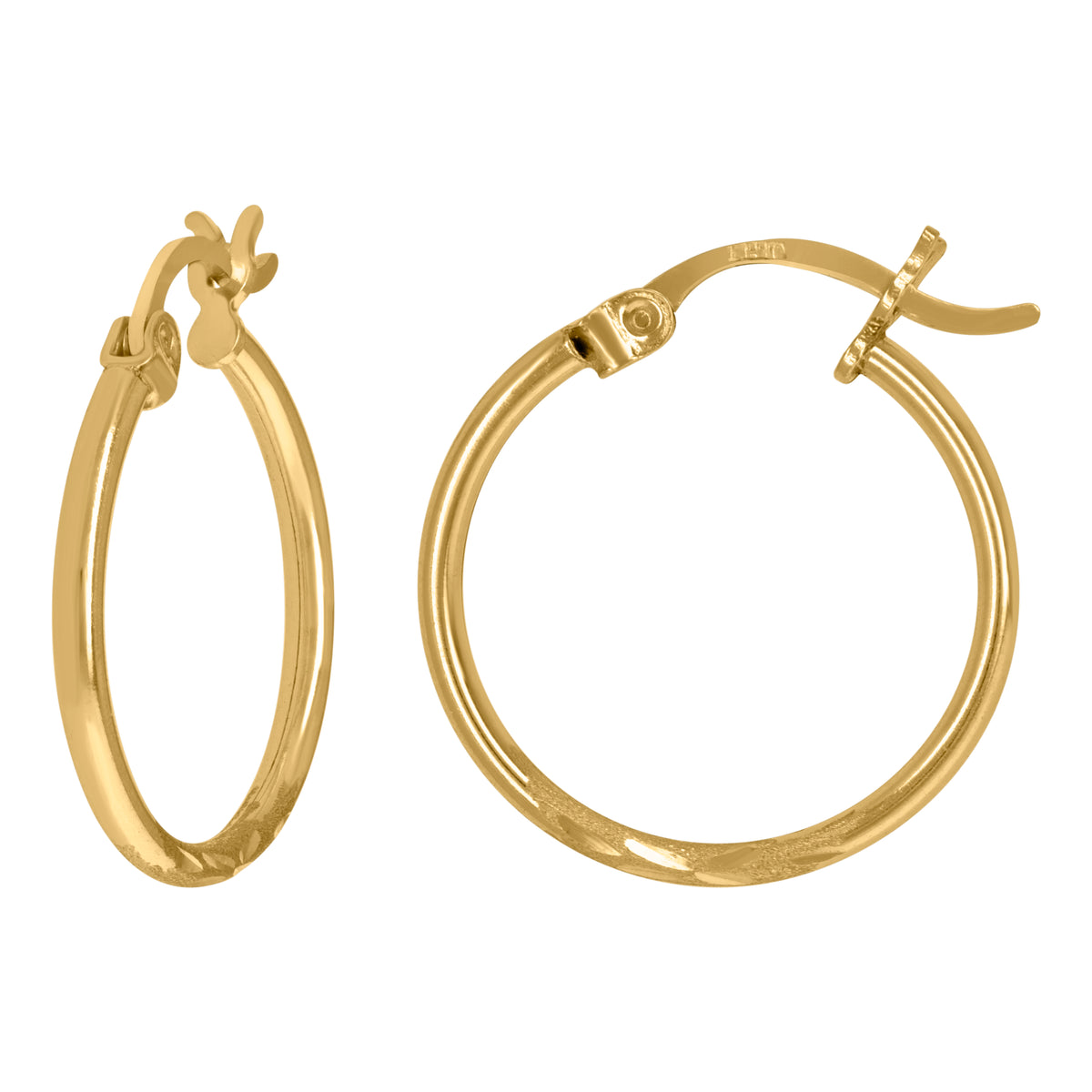 10kt Yellow Gold Womens Diamond-Cut 1.5mm X 14mm Hinged Hoops Huggie