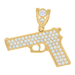 10kt Yellow Gold Mens Cubic Zirconia Angel Wings Cross Religious Charm Pendant